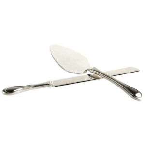 Silver Plated Cake and Knife Set
