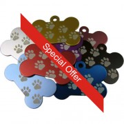 Bone with Tab and Printed Paw Design 38mm Bone with Tab and Printed Paw Design 38mm