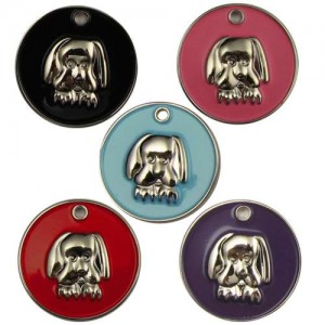 Enamelled Dog Face Pet Tags 32 mm