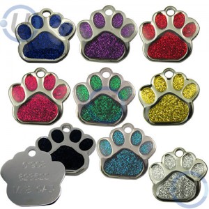 Glitter Paw Shaped Pet Tag 27 mm Glitter Paw Shaped Pet Tag 27 mm