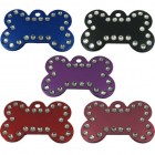 Aluminium Bone 38 mm Pet Tag with Crystals