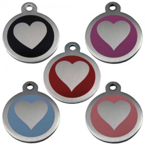 Stainless Steel 32 mm Heart Print Pet Tag