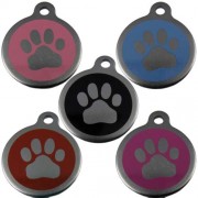 Stainless Steel 32 mm Paw Print Pet Tag